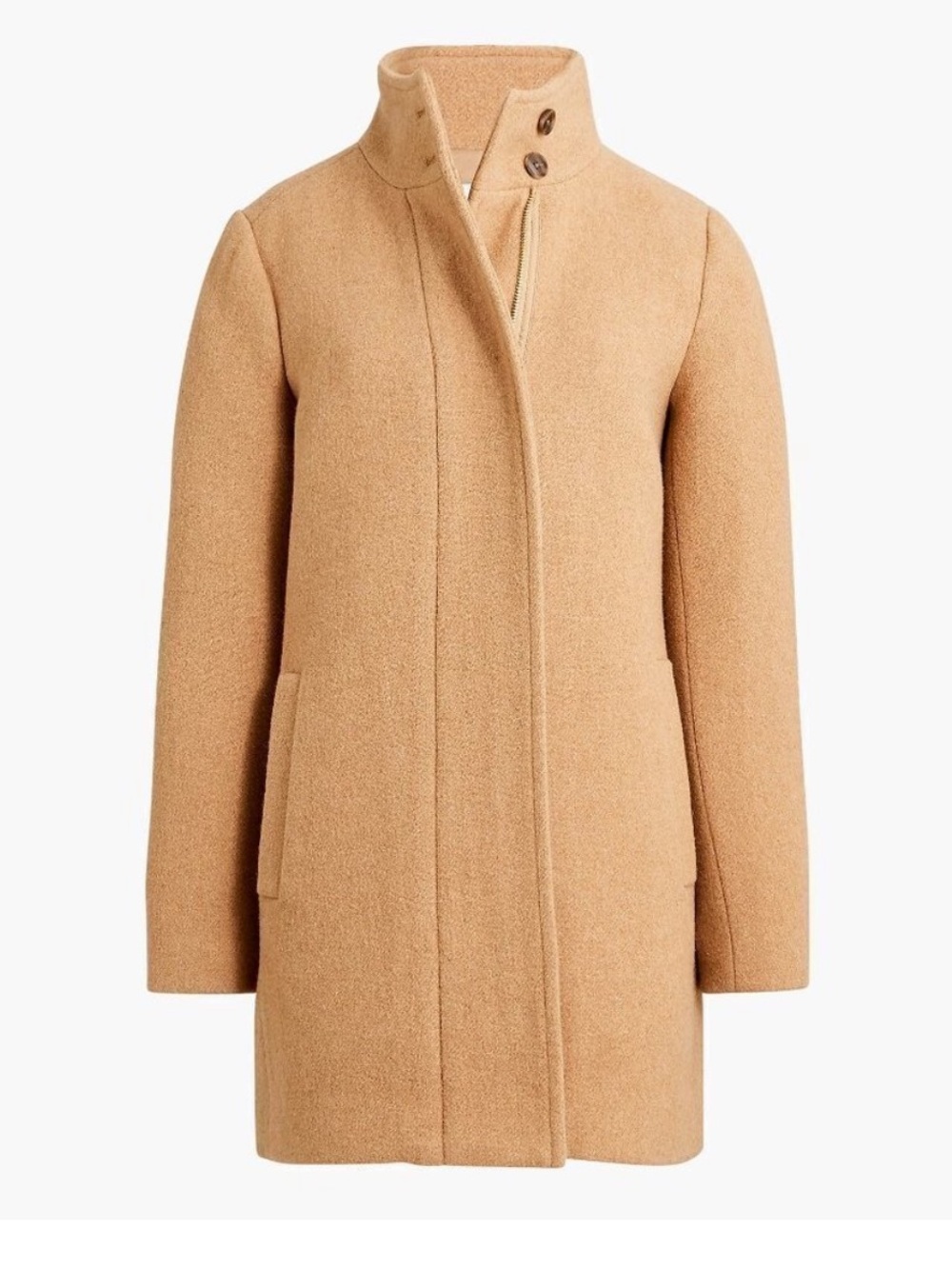 NWT J Crew Women's Button-Neck Wool blend Cocoon Camel Tan City Coat size 4